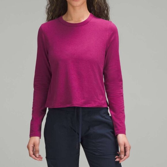 Lululemon Classic-Fit Cotton-Blend Long-Sleeve Shirt Magenta Purple Size 6 - Picture 1 of 6